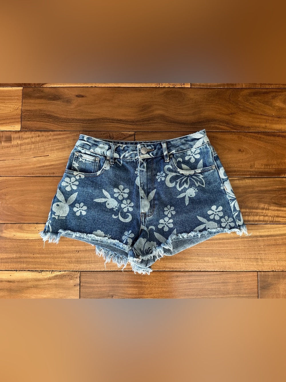Playboy x PacSun Floral Denim Shorts Size 26